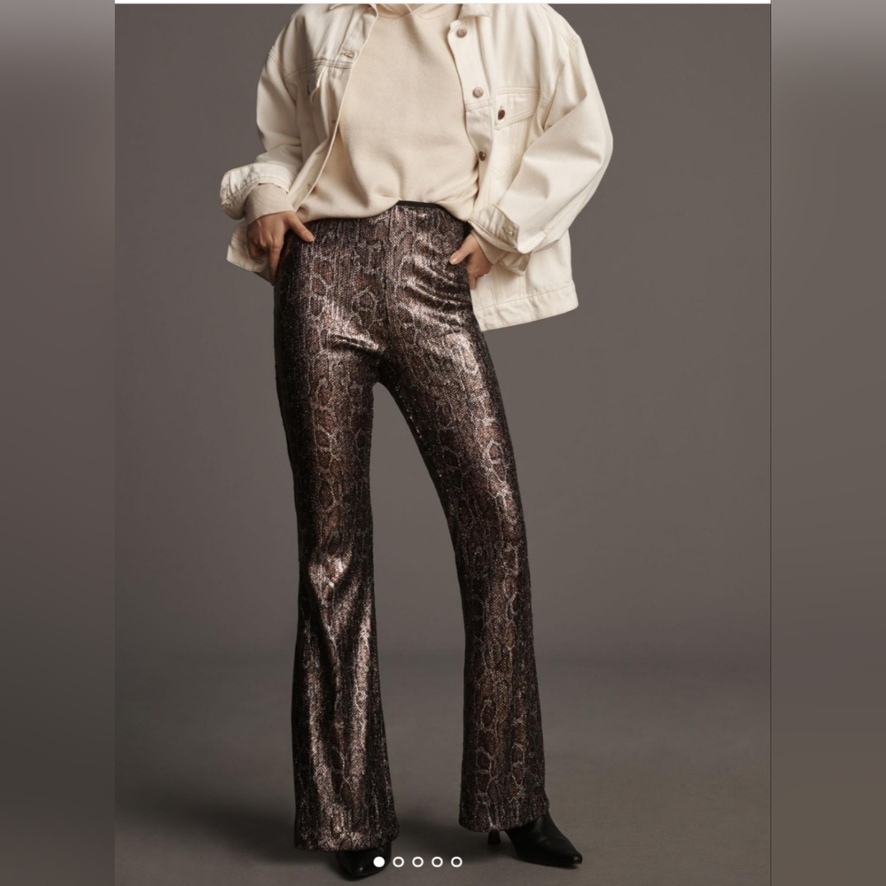 NWT Anthro Snake print flare leg pants by Anthropologie size 12 Petite